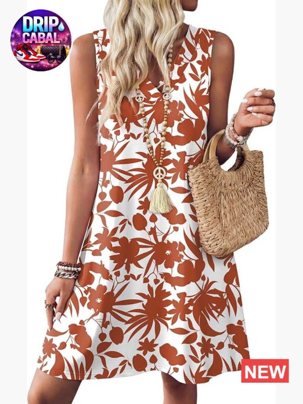 Polyester Spandex V-Neck Sleeveless Casual Summer Dress